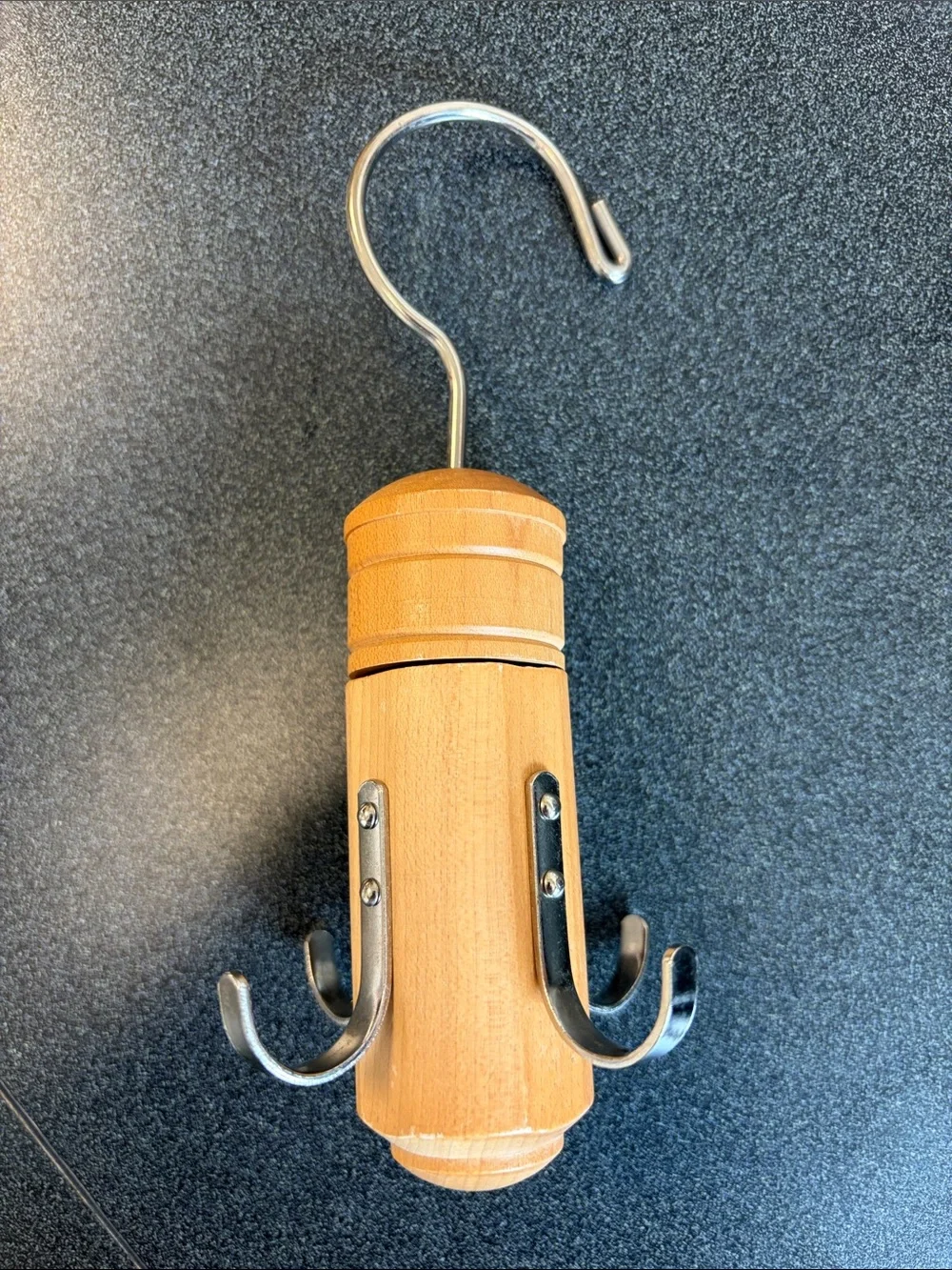 Wood and Metal Rotating Hook Accessory Rack, gently used